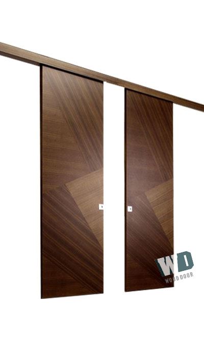  Tạo điểm nhấn cho không gian phòng chung cư khi lựa chọn cửa gỗ trượt 2 cánh.